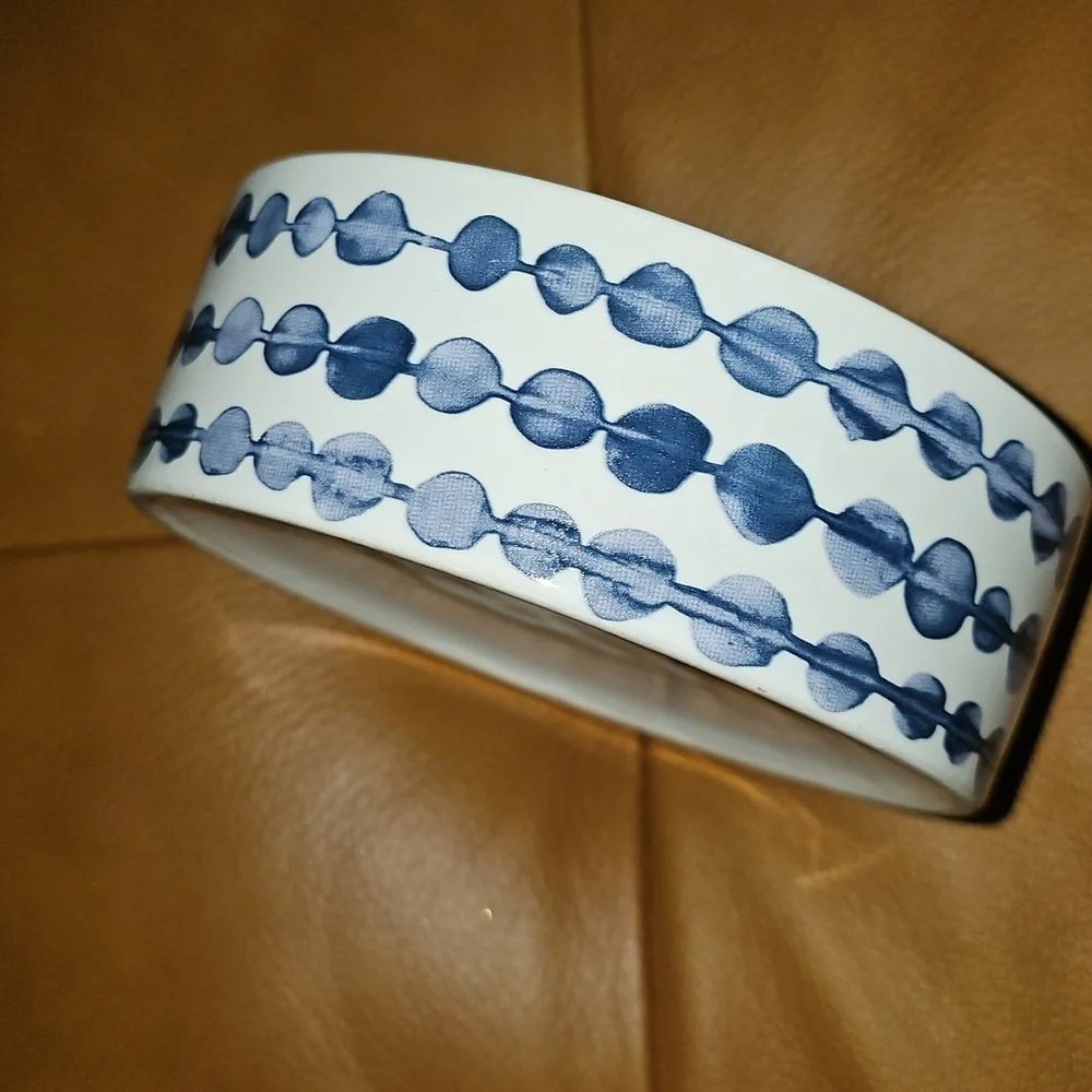 Fringe White Blue Dotted Pet Bowl Eat Play Love